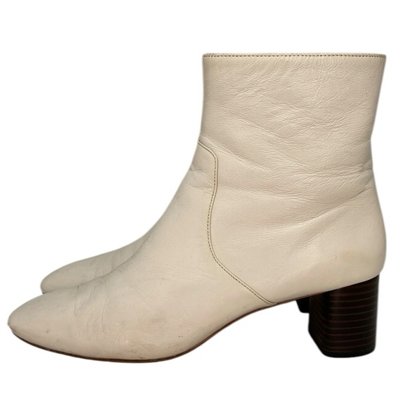 Loeffler Randall White Leather Ankle Boots Gema Booties Size 9.5 - Picture 1 of 11